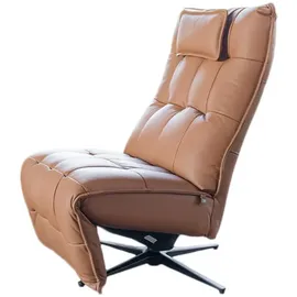 KAWOLA Relaxsessel MIKO Leder 75 x 115 x 75 cm Braun drehbar mit Kopfteil