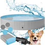 tectake® Swimming Pool, nutzbar als Planschbecken oder Bällebad für Hunde, Faltbare Badewanne, Hundepool, Hundewanne, Aufstellpool, Swimmingpool, Hundebadewanne, Bällebad Hunde - 160cm ⌀