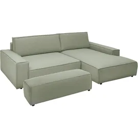 OTTO home Eckcouch Cord 2-Sitzer + 3-Sitzer hellgrün