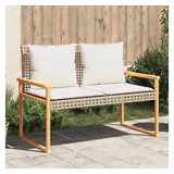 furnicato Gartenbank mit Kissen Beige Poly Rattan Akazienholz beige