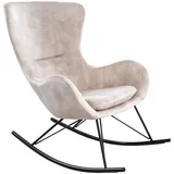 Riess Ambiente Design Schaukelstuhl Scandinavia Swing Champagner Greige Samt Schaukelsessel - Die perfekte Ergänzung für Deinen Wohnraum!