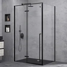 SoGood doporro Duschkabine Duschabtrennung Schwarz ESG-Sicherheitsglas Klarglas inkl. beidseitiger Easy-Clean-Beschichtung Ravenna64