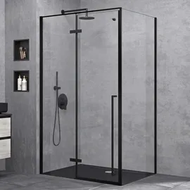 SoGood doporro Duschkabine Duschabtrennung Schwarz ESG-Sicherheitsglas Klarglas inkl. beidseitiger Easy-Clean-Beschichtung Ravenna64