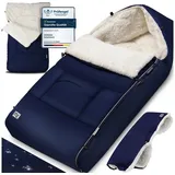 monzana MONZANA® Fußsack für Kinderwagen Baby Winter mit Handwärmer Reflektoren Reißverschluss Buggy Waschbar Babyschale Schlafsack Kuschelig Marineblau