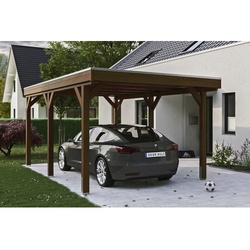 SKANHOLZ Carport »Grunewald«, BxT: 321 x 554 cm, Firsthöhe: 243 cm, lasiert - braun