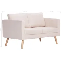 vidaXL 2-Sitzer-Sofa Stoff Cremeweiß