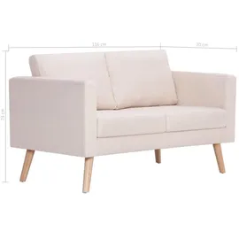 vidaXL 2-Sitzer-Sofa Stoff Cremeweiß