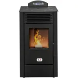 STUFE A PELLET ITALIA California 10 KW WiFi | Pelletöfen Effizienz 90% Heizt 80m2 Autonomie 20 Std. Programmierbar WiFi-Steuerung 5 Geschwindigkeiten und Kräfte Kompaktes Design 24M Garantie Schwarz