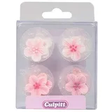 Pink Flower Sugar Toppers - 12 Pack