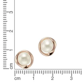 ZEEme Ohrstecker Silber rosé-vergoldet mit weißer Perle 6mm