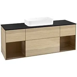 Villeroy und Boch Finion Waschtischunterschrank F742GNPC 160x60,3x50,1cm, Regale Walnut veneer, Oak Veneer