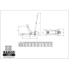 BAHCO Wagenheber Stahl 3 t orange