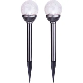 Star Trading Solarleuchte Edelstahl, Glas, Kunststoff 39,0 cm 2er Set silber
