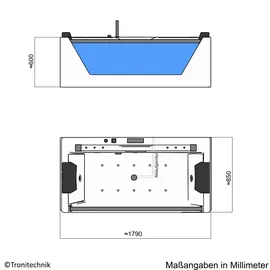 Tronitechnik Whirlpool Badewanne Kos 2 179Cm X 85Cm Heizung Hydromassage Bachlauf Und Farblichtherapie Sanitaeracryl