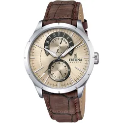 Multifunktionsuhr FESTINA "Retro", braun, Armbanduhren, Herren, Armbanduhr, Quarzuhr, Herrenuhr, Lederarmband, Datum