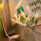 Hellum Lichterkette innen strombetrieben, mini Lichterkette 10er Birnen klare warme Lichter, beleuchtete 1,35m, Kabel weiß