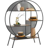 XORA Regal Schwarz, Eiche, Metall, Holzwerkstoff, 4 Fächer, 109.5x131x33 cm, Beimöbel erhältlich, stehend, Wohnzimmer, Regale, Bücherregale