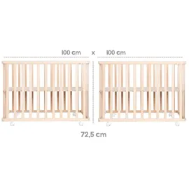 roba Laufgitter 100 x 100 cm Little Stars - Laufstall inkl. Schutzeinlage & Rollen - Baby Krabbelgitter aus Holz natur