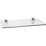 ib style® Glasregal 8mm | mit befestigungsclips Quadro Edelstahloptik | Klar | 90x15cm