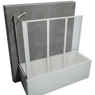 Schulte Duschabtrennung mit Seitenwand, 3-teilig faltbar - Breite: 129 cm, Höhe: 121 cm, 3 mm Sicherheitsglas (ESG) Klar hell, Profil: Alpin Weiß,