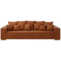 Big-Sofa HOME AFFAIRE "Neapel", braun (cognac), B:290cm H:80cm T:118cm, Luxus-Microfaser (100% Polyester);Luxus-Microfaser Lederoptik (100% Polyester), Sofas, Big-Sofa, mit vielen losen Kissen, in 2 Bezugsqualitäten