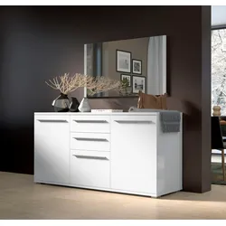 Kommode PLACES OF STYLE "Piano", weiß (weiß hochglanz), B:180cm H:84,6cm T:45,2cm, Spanplatte, Sideboards, UV lackiert, Soft-Close Funktion