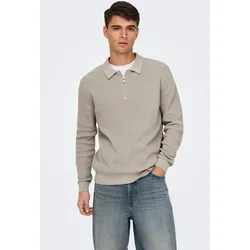Polokragenpullover »ONSMATTEO LS ZIP POLO«, Gr. XL, Silver Lining, , 96024134-XL