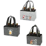 Annastore Flaschenträger 3er Set Flaschentaschen Weihnachten aus Filz Flaschenträger (3-St), Wiederverwendbar & stabil – 22,5 x 15 x 14 cm