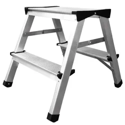 PROREGAL Metal Double Giraffe Doppelseitige-Aluminium-Stufenstehleiter | 4 Stufen | 125kg Tragkraft | Leiter Trittleiter Stufenleiter Haushaltsleiter