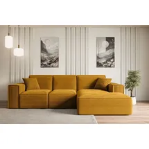 altdecor Ecksofa in L-Form Corner Sofa Bett Eckcouch Couch Wohnlandschaft Cauchsofa Serra-L - 266x165x73 cm Senfgelb