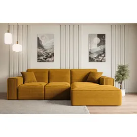 altdecor Ecksofa in L-Form Corner Sofa Bett Eckcouch Couch Wohnlandschaft Cauchsofa Serra-L - 266x165x73 cm Senfgelb