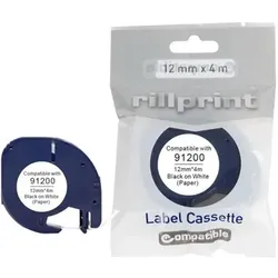 rillstab Schriftbandkassette Papier, schwarz/weiß, 12mm x 4m