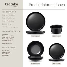 Tectake tectake® Küchenstarterset, Geschirrset aus Steingut, mit Glasur, hitzebeständig und kratzfest, inklusive 5 Küchenwerkzeugen