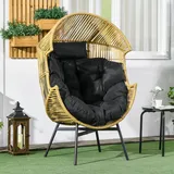 Rattansessel, Rattan Korbsessel Dickem Sitzkissen Terrasse Sessel Korb