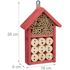 Relaxdays Insektenhotel Bausatz, Hellbraun,Rot