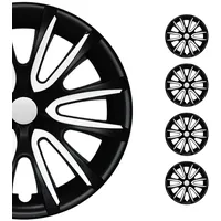 OMAC 4X Radkappen Radzierblenden Radblenden 14" Zoll Stahlfelgen Matt Schwarz-Weiß