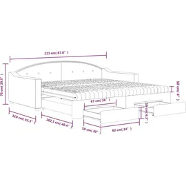 vidaXL Tagesbett Ausziehbar mit Schubladen Dunkelgrau 100x200 cm Stoff