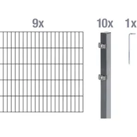 GAH Alberts Alberts Komplettset Doppelstabmattenzaun Anthrazit, 2 m Matten, Höhe 80 - 200 cm, Länge 4 - 30 m