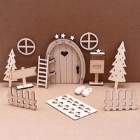 SILARLAIT Wichteltür Zubehör Weihnachten, Miniaturen, Weihnachtsset DIY Weihnachtsdeko (Holzfarbe)