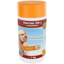 Chlortabs 200g, 1Kg, langsam löslich, Chlortablette, Poolpflege