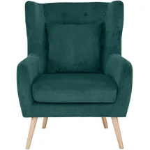 Home Affaire Ohrensessel HOME AFFAIRE "Yamuna", grün, H:100cm T:85cm, Sessel, Ohrensessel, mit Sitzpolsterung, Gestell und Füße aus Massivholz, Sitzhöhe 47 cm