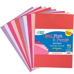 Rote, Rosa und Lila Pappe- und Papier Set  (pro Set 50) Bastelbedarf Pappe & Papier