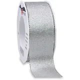Präsent Geschenkband Wien, silber, Stoffband, 40mm x 20m, glitzernd
