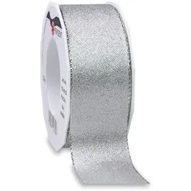 Präsent Geschenkband Wien, silber, Stoffband, 40mm x 20m, glitzernd