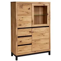 Massivmoebel24 Highboard 103x40x148 natur geölt Farbe:Natur geölt, Größe:103x40x148 cm