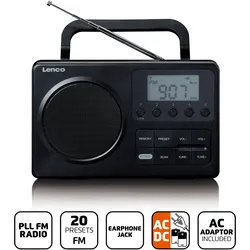 Lenco MPR-035BK - Batteriebetriebenes, kompaktes tragbares FM-Radio mit LCD-Bildschirm - Schwarz