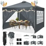 COBIZI Pavillon 3x3m Wasserdicht Pop Up Pavillon 3x3 faltbar Faltpavillon Gartenpavillon Partyzelt Faltzelt 3x3 höhenverstellbar Bierzelt mit 4 Sandsack(Blau