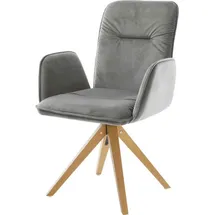 DeLife Esszimmerstuhl Vinja-Flex Samt Grau Holzgestell kantig Natur, Esszimmerstühle