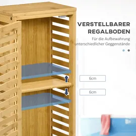 kleankin Badschrank Badezimmerschrank, Bad Beistellschrank mit Lamellentür, 2 Fächern, Aufbewahrungsschrank für Badezimmer, Wohnzimmer, Natur, 30 x 19,9 x 70 cm