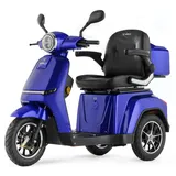 VELECO TURRIS - 3-Rad-Mobilitätsroller - komplett montiert und einsatzbereit - Voll-LED-Beleuchtung - kontrastreiches Display - Alarmsystem Lithium-Ionen-Akku (Blau)